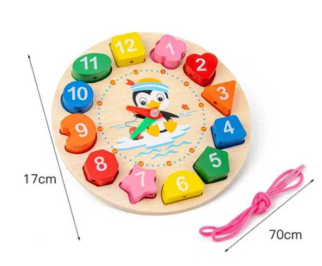 Holz-Steckpuzzle mit Uhr, mehrfarbig - KIDDIES