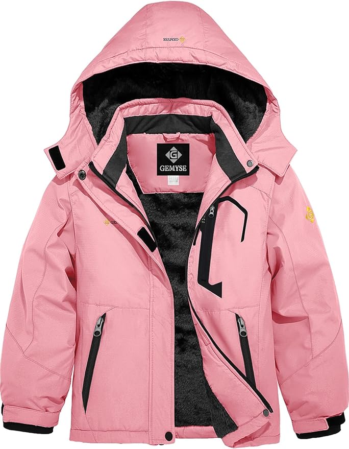 Gemyse Girls' Waterproof Ski Jacket with Hood - KIDDIES